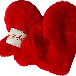 Red Fuzzy Mittens for Kids